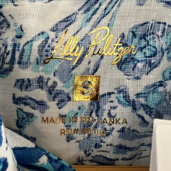 Lilly Pulitzer 100% linen Sea View Linen Button Down Top - Size S - NWT - Picture 6 of 8